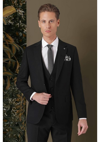 Tk 887 Slim Fit Siyah Klasik Takım Elbise indirimleri