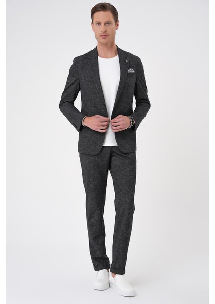 Comfort Fit Mono Yaka Çift Yırtmaç Torba Cep Casual Siyah Ceket C 701 fırsatları