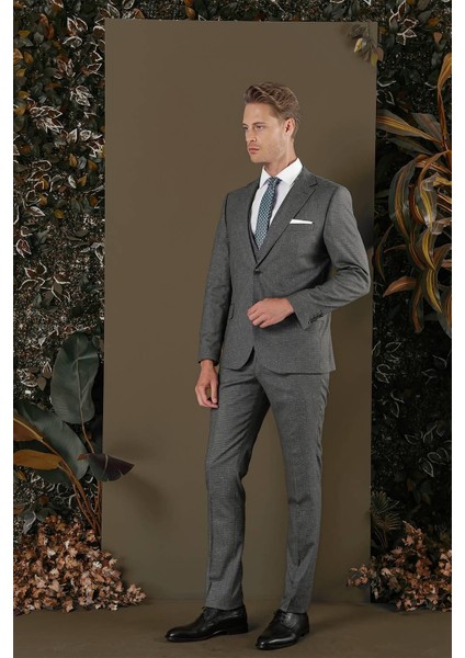 Tk 873 Slim Fit Koyu Gri Klasik Takım Elbise modelleri
