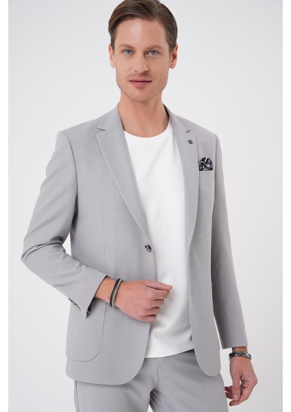 Comfort Fit Mono Yaka Torba Cep Casual Gri Ceket C 708 fırsatları