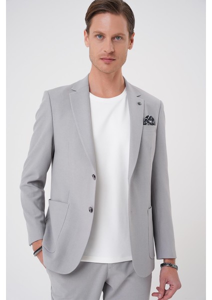 Comfort Fit Mono Yaka Torba Cep Casual Gri Ceket C 708 indirimleri