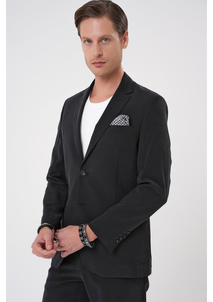 Slim Fit Torba Cep Spandex Karışımlı Casual Siyah Ceket C 714 indirimleri