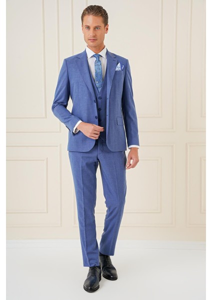 Tk 903 Slim Fit Indigo-Mavi Klasik Takım Elbise fiyatları