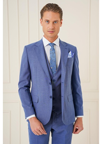 Tk 903 Slim Fit Indigo-Mavi Klasik Takım Elbise indirimleri