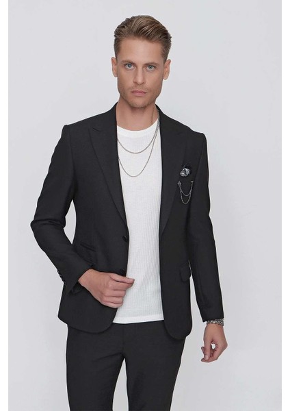 C 624 Slim Fit Siyah Spor Ceket