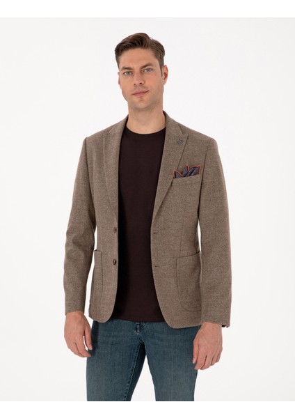 Erkek Kahverengi Slim Fit Ceket 50316324-VR029
