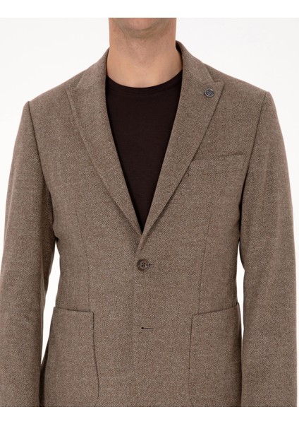 Erkek Kahverengi Slim Fit Ceket 50316324-VR029