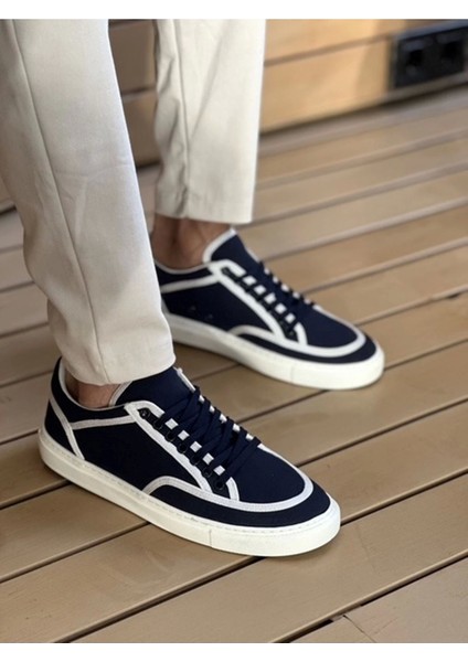 CH2505 - Keten Erkek Ayakkabı Lacivert Beyaz fırsatları
