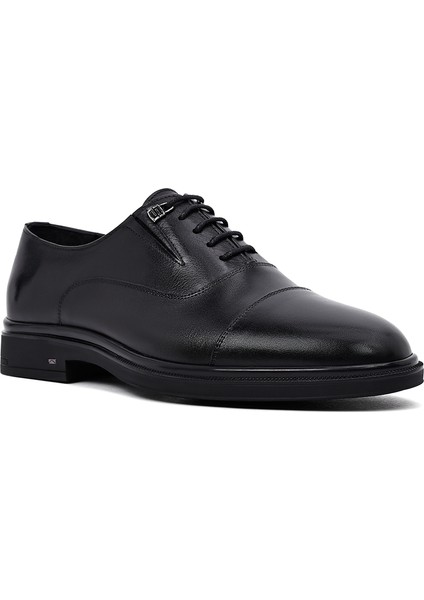 Erkek Siyah Bağcıklı Deri Casual Ayakkabı 25WFD620818