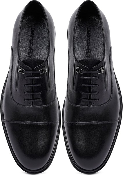 Erkek Siyah Bağcıklı Deri Casual Ayakkabı 25WFD620818