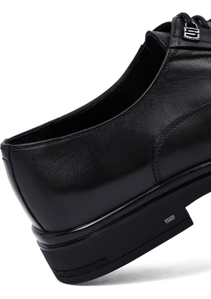 Erkek Siyah Bağcıklı Deri Casual Ayakkabı 25WFD620818