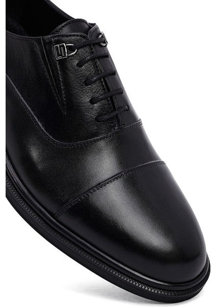 Erkek Siyah Bağcıklı Deri Casual Ayakkabı 25WFD620818