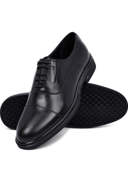 Erkek Siyah Bağcıklı Deri Casual Ayakkabı 25WFD620818