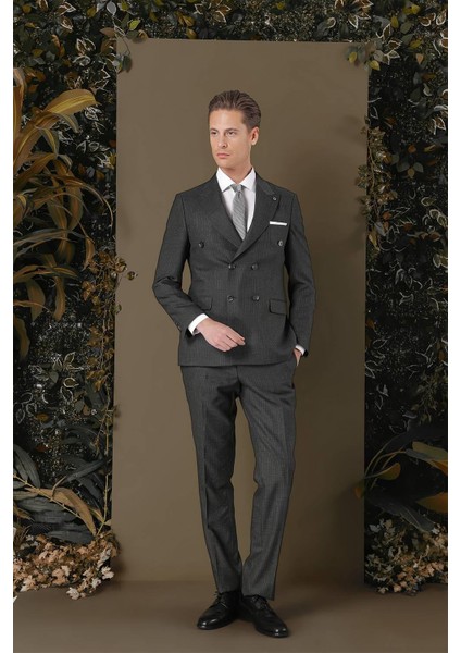 Tk 884 Slim Fit Füme Klasik Takım Elbise modelleri