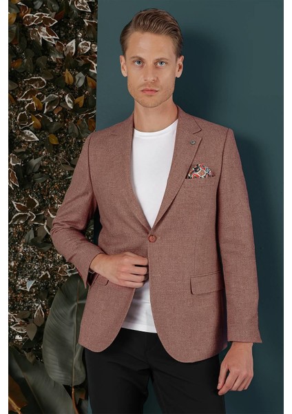 C 656 Slim Fit Gül Kurusu Spor Ceket modelleri