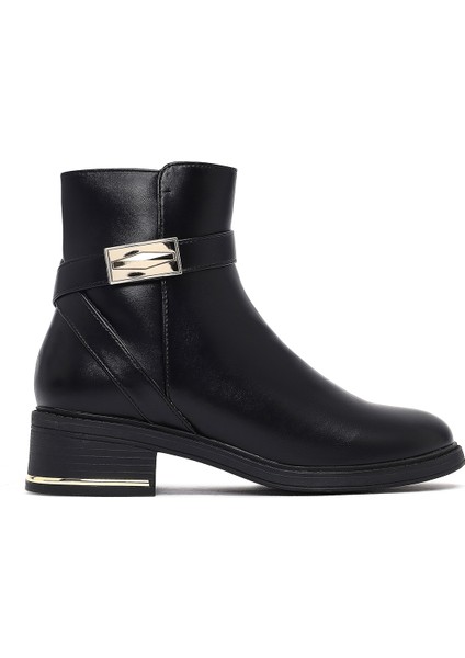 Kadın Siyah Fermuarlı Toka Detaylı Bot 25WFE401018