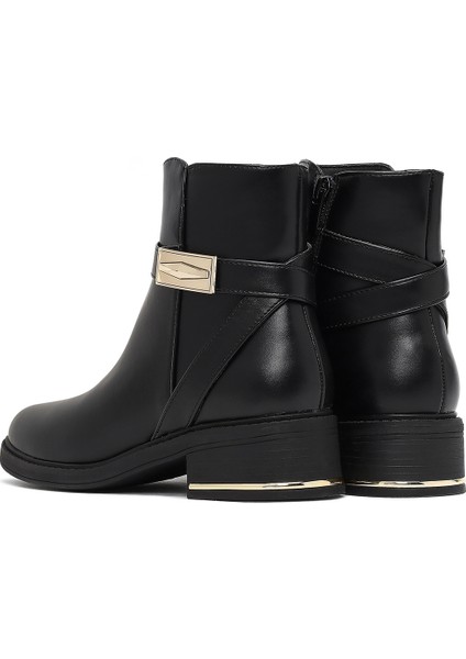 Kadın Siyah Fermuarlı Toka Detaylı Bot 25WFE401018