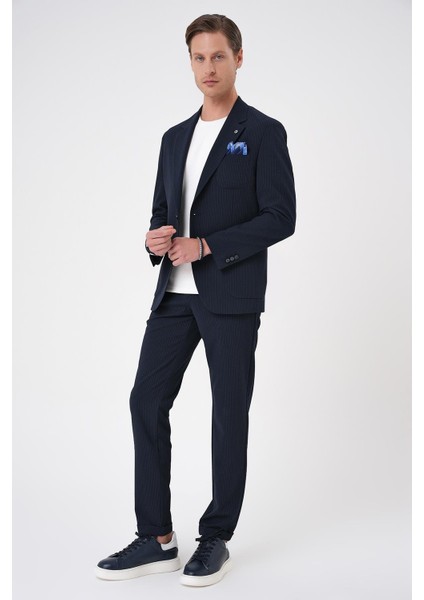 Comfort Fit Mono Yaka Çift Yırtmaç Torba Cep Gofre Kumaş Casual Lacivert Ceket C 703 fiyatları