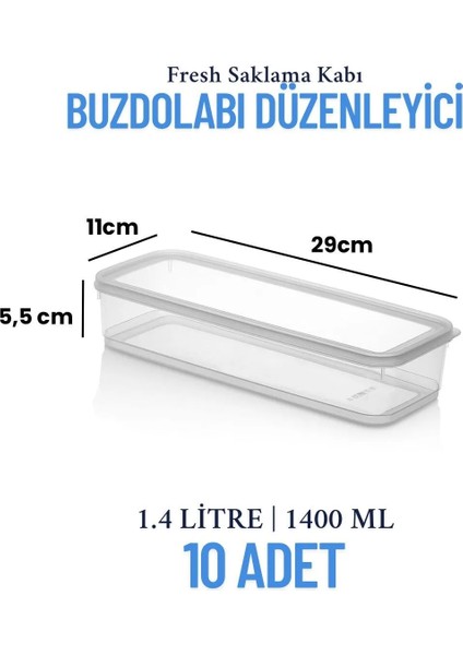 10 Adet Vakumlu Sızdırmaz Erzak Fresh Saklama Kabı Seti 1400ML - Şeffaf - Buzdolabı Düzenleyici indirimleri