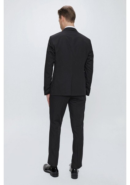 Black 061 Slim Fit Çıkma Saten Yaka Siyah Damatlık Smokin Takım modelleri