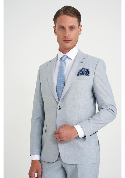 Slim Fit Çift Yırtmaç Esnek Yün Mavi Takım Elbise Tk 918 fırsatları