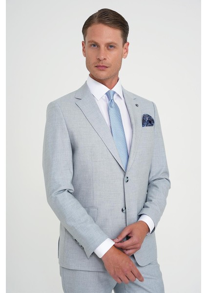 Slim Fit Çift Yırtmaç Esnek Yün Mavi Takım Elbise Tk 918 indirimleri