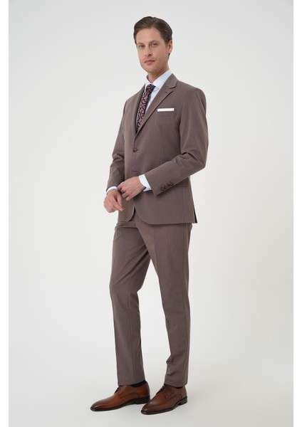 Slim Fit Esnek Çift Yırtmaç Yelekli Düz Klasik Vizon Takım Elbise Tk 901 fiyatları