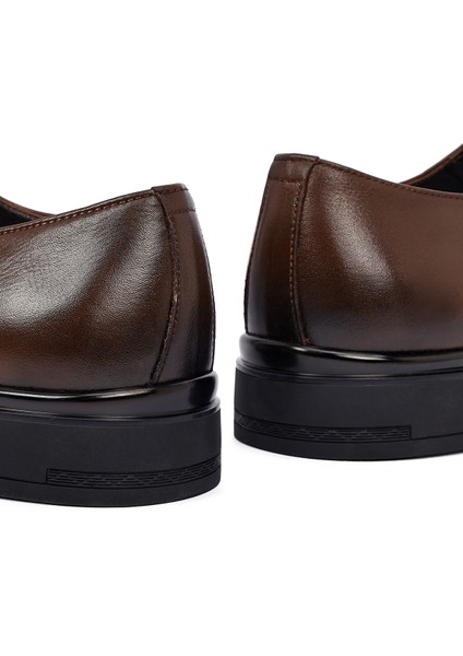Erkek Kahverengi Bağcıklı Deri Casual Ayakkabı 25WFD620818