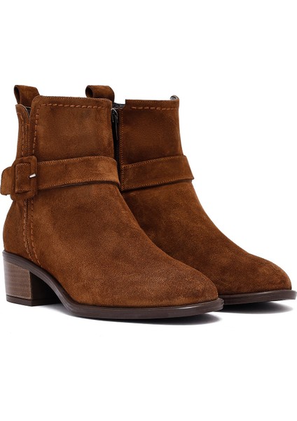 Kadın Taba Fermuarlı Kısa Topuklu Süet Deri Bot 25WFD202810 fırsatları