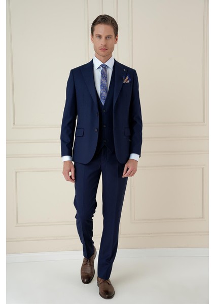 Tk 907 Slim Fit Lacivert Spor Takım Elbise