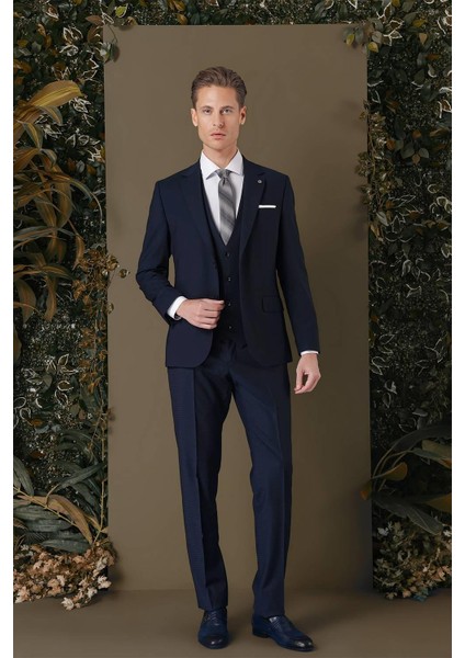 Tk 887 Slim Fit Lacivert Klasik Takım Elbise