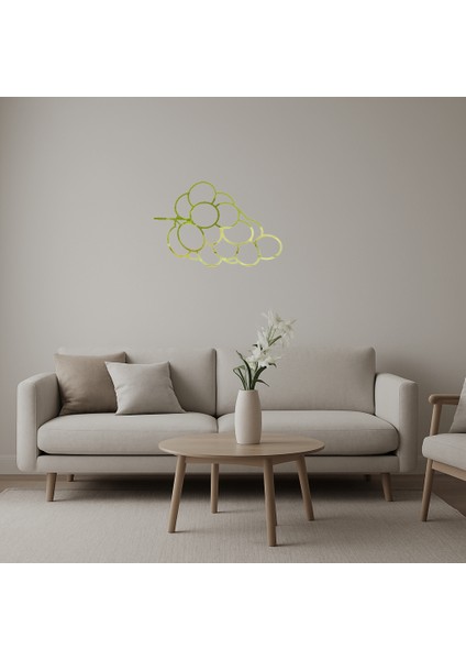 Üzüm Salkımı Tasarımlı Dekoratif Altın Aynalı Tablo - ASOY2405-2978