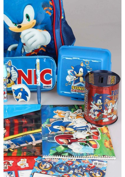 Yeni Sezon Lisanslı Sonıc Full+Full Kırtasiye Seti "okul Çantası, Beslenme Çantası ve Kalem Çantası,matara,beslenme Kabı" modelleri