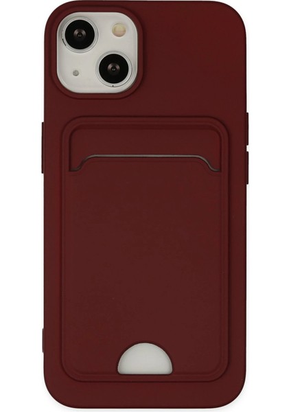 iPhone 14 Plus Kılıf Kelvin Kartvizitli Silikon - Bordo - ASOY3166-6226