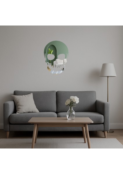 Kafatası Temalı Modern Dekoratif Aynalı Tablo - ASOY9009-8758 indirimleri