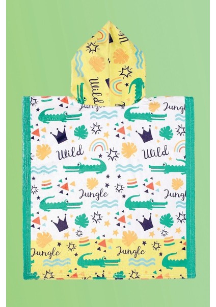 3-8 Yaş Çocuk Kapüşonlu %100 Pamuk Yeşil Jungle Desenli Plaj ve Banyo Havlusu indirimleri