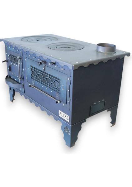 Camlı Altaş Kuzine Soba 4 mm Çok Amaçlı Bahçe Tipi Kuzine Soba Özel El Yapımı Soba