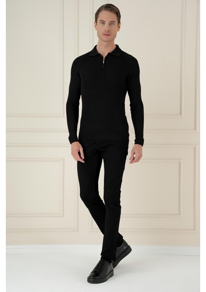 Tr 878 Triko Slim Fit Siyah Basic