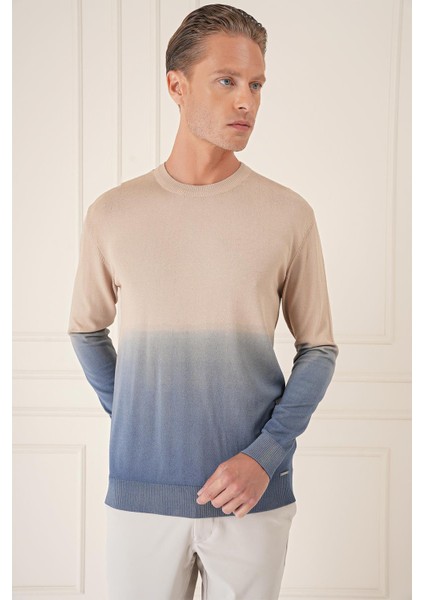 Slim Fit Degrade Desen Bisiklet Yaka Mavi Triko Tr 866 modelleri