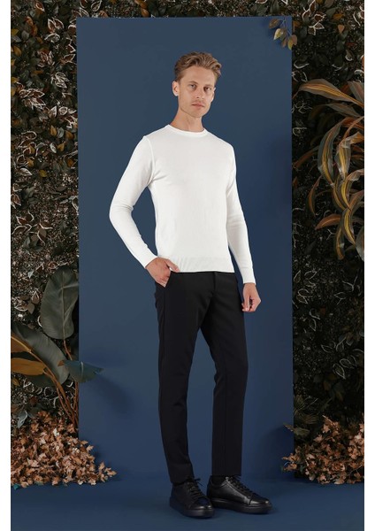 Tr 858 Slim Fit Ekru Klasik Triko