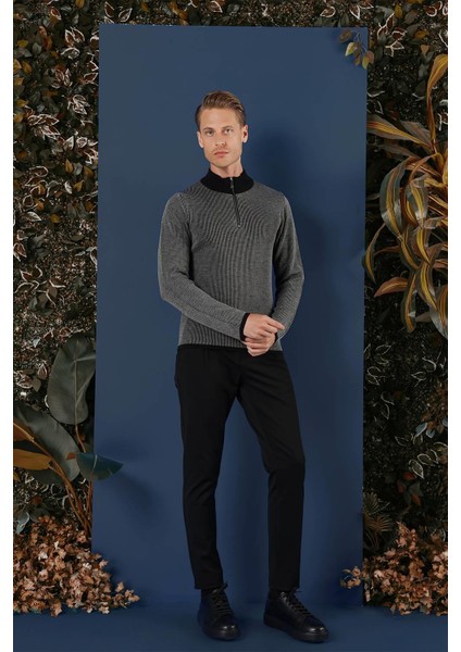 Tr 859 Slim Fit Siyah Klasik Triko