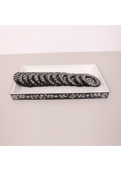 Mylamp Pure Sedefli 45X25X4 Cm. Tepsi ve 12 Li Sedefli Çay Tabağı