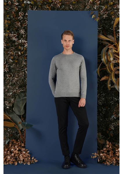 Tr 858 Slim Fit Gri Klasik Triko