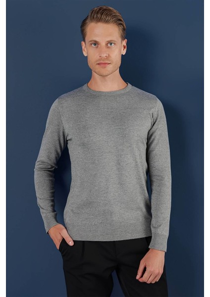 Tr 858 Slim Fit Gri Klasik Triko indirimleri