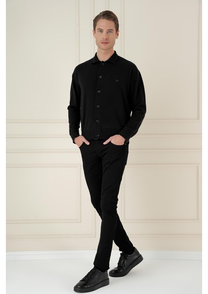 Tr 879 Slim Fit Siyah Klasik Triko