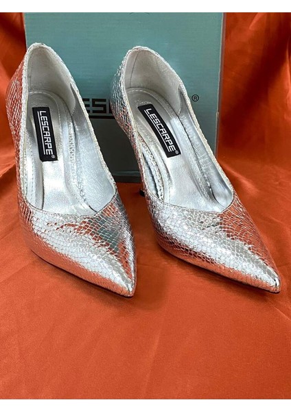 LES012 Gümüş Kadın Topuklu Ayakkabı Stiletto modelleri