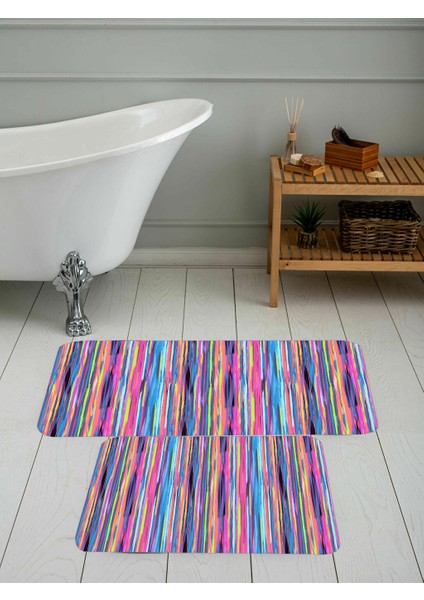Dijital Baskı Modern Banyo Halısı Ikili Banyo Paspası LNA5116 100X60+60X50 cm