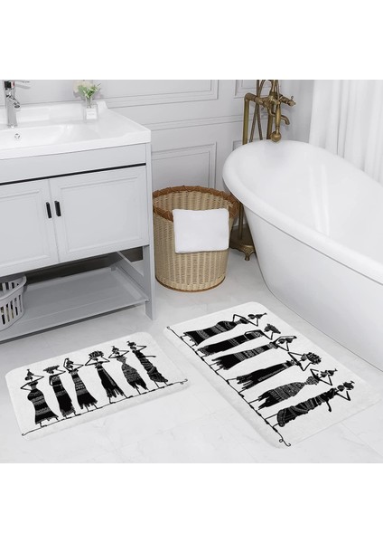 Dijital Baskı Modern Banyo Halısı Ikili Banyo Paspası LNA5123 100X60+60X50 cm