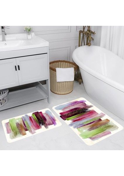 Dijital Baskı Modern Banyo Halısı Ikili Banyo Paspası LNA5161 100X60+60X50 cm
