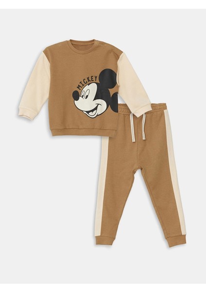 Lcw Baby Kahverengi Mickey Mouse Baskılı Erkek Bebek Eşofman Takım